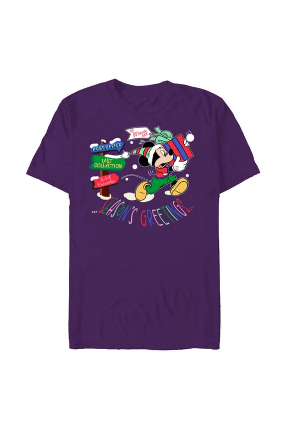 Mickey Mouse Christmas Holiday Gift Running Late - Short Sleeve Blended T-Shirt for Adults - Customized-Purple