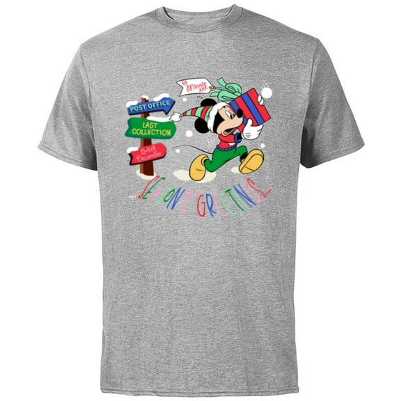 Disney Mickey Mouse Christmas Holiday Gift Running Late - Short Sleeve Cotton T-Shirt for Adults - Customized-Athletic Heather