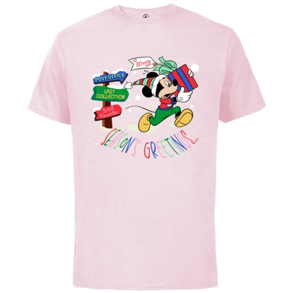 Disney Mickey Mouse Christmas Holiday Gift Running Late - Short Sleeve Cotton T-Shirt for Adults - Customized-Soft Pink