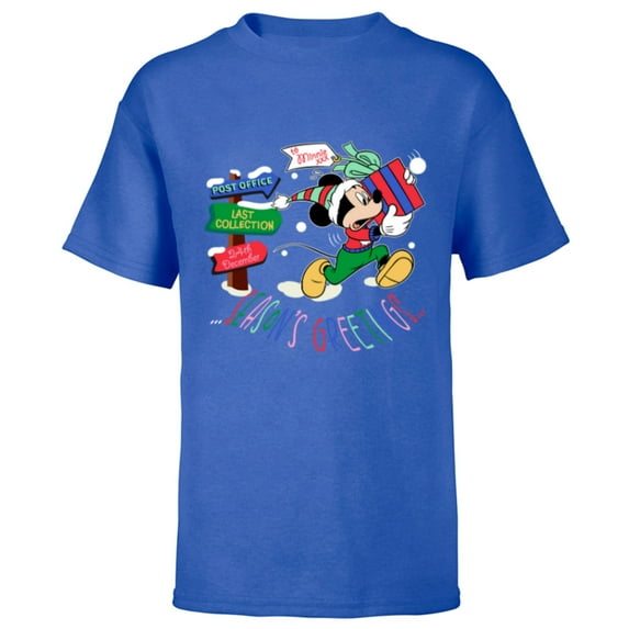 Disney Mickey Mouse Christmas Holiday Gift Running Late - Short Sleeve T-Shirt for Kids - Customized-Royal