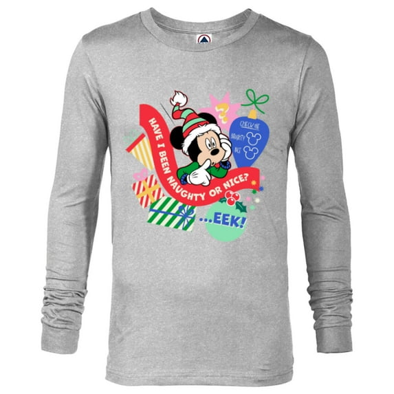 Disney Mickey Mouse Christmas Holiday Naughty or Nice? Eek! - Long Sleeve T-Shirt for Men - Customized-Athletic Heather