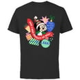 thumbnail image 1 of Disney Mickey Mouse Christmas Holiday Naughty or Nice? Eek! - Short Sleeve Cotton T-Shirt for Adults - Customized-Black, 1 of 5