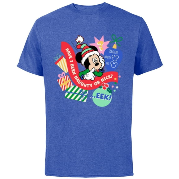 Disney Mickey Mouse Christmas Holiday Naughty or Nice? Eek! - Short Sleeve Cotton T-Shirt for Adults - Customized-Royal Heather
