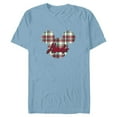thumbnail image 1 of Disney Mickey Mouse Christmas Holiday Plaid for Abuelo - Short Sleeve Blended T-Shirt for Adults - Customized-Ocean Blue, 1 of 5