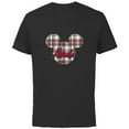 thumbnail image 1 of Disney Mickey Mouse Christmas Holiday Plaid for Abuelo - Short Sleeve Cotton T-Shirt for Adults - Customized-Black, 1 of 5