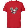 thumbnail image 1 of Disney Mickey Mouse Christmas Holiday Plaid for Abuelo - Short Sleeve Cotton T-Shirt for Adults - Customized-Red, 1 of 5