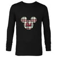 thumbnail image 1 of Disney Mickey Mouse Christmas Holiday Plaid for Dad - Long Sleeve T-Shirt for Men - Customized-Black, 1 of 5