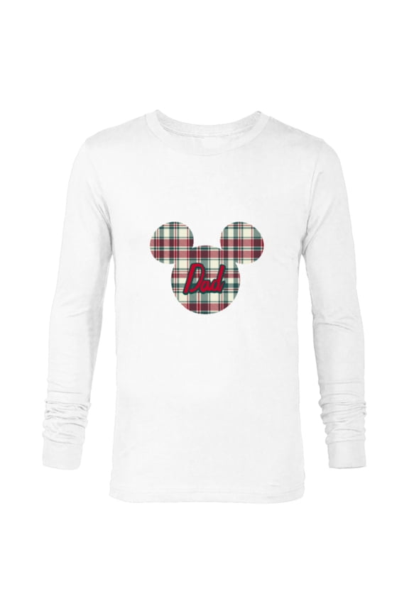Mickey Mouse Christmas Holiday Plaid for Dad - Long Sleeve T-Shirt for Men - Customized-White