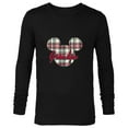 thumbnail image 1 of Disney Mickey Mouse Christmas Holiday Plaid for Grandpa - Long Sleeve T-Shirt for Men - Customized-Black, 1 of 5