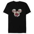 thumbnail image 1 of Disney Mickey Mouse Christmas Holiday Plaid for Hijo - Short Sleeve Blended T-Shirt for Adults - Customized-Black, 1 of 5