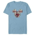 thumbnail image 1 of Disney Mickey Mouse Christmas Holiday Plaid for Hijo - Short Sleeve Blended T-Shirt for Adults - Customized-Ocean Blue, 1 of 5