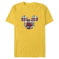 thumbnail image 1 of Disney Mickey Mouse Christmas Holiday Plaid for Hijo - Short Sleeve Blended T-Shirt for Adults - Customized-Yellow, 1 of 5