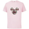 thumbnail image 1 of Disney Mickey Mouse Christmas Holiday Plaid for Son - Short Sleeve Cotton T-Shirt for Adults - Customized-Soft Pink, 1 of 5
