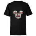 thumbnail image 1 of Disney Mickey Mouse Christmas Holiday Plaid for Son - Short Sleeve T-Shirt for Kids - Customized-Black, 1 of 5