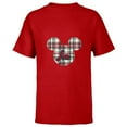 thumbnail image 1 of Disney Mickey Mouse Christmas Holiday Plaid for Son - Short Sleeve T-Shirt for Kids - Customized-Red, 1 of 5