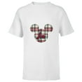 thumbnail image 1 of Disney Mickey Mouse Christmas Holiday Plaid for Son - Short Sleeve T-Shirt for Kids - Customized-White, 1 of 5