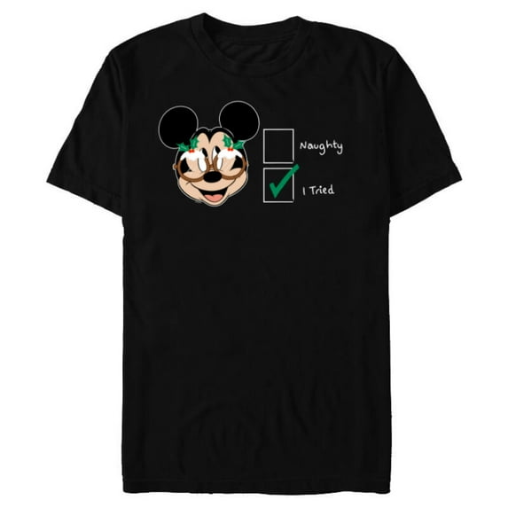 Disney Mickey Mouse Christmas I Tried Not to be Naughty - Short Sleeve Blended T-Shirt for Adults - Customized-Black