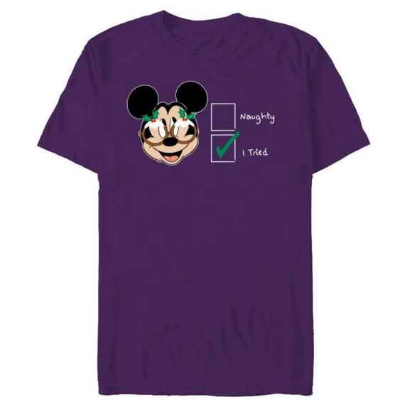 Disney Mickey Mouse Christmas I Tried Not to be Naughty - Short Sleeve Blended T-Shirt for Adults - Customized-Purple