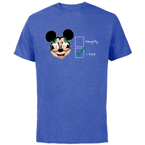Disney Mickey Mouse Christmas I Tried Not to be Naughty - Short Sleeve Cotton T-Shirt for Adults - Customized-Royal Heather