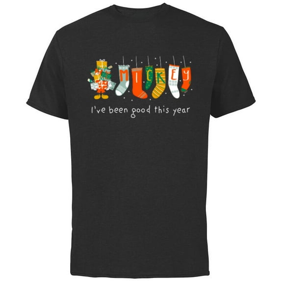Disney Mickey Mouse Christmas I’ve Been Good This Year - Short Sleeve Cotton T-Shirt for Adults - Customized-Black