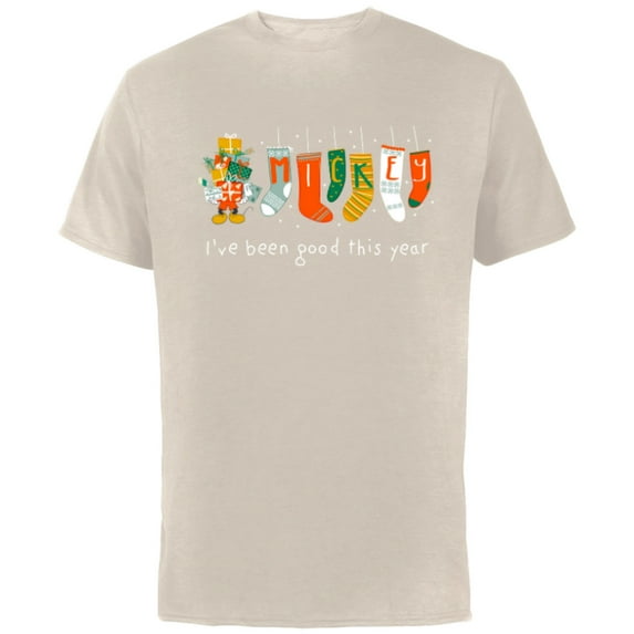 Disney Mickey Mouse Christmas I’ve Been Good This Year - Short Sleeve Cotton T-Shirt for Adults - Customized-Natural