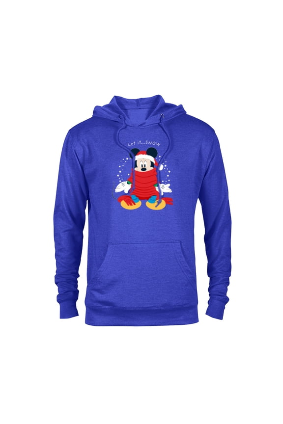 Mickey Mouse Christmas Santa Hat & Scarf Let it Snow - Pullover Hoodie for Adults - Customized-Royal
