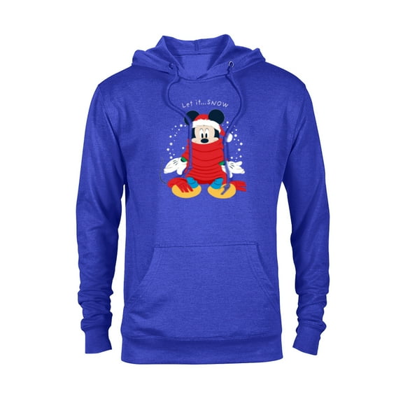 Disney Mickey Mouse Christmas Santa Hat & Scarf Let it Snow - Pullover Hoodie for Adults - Customized-Royal
