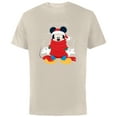 thumbnail image 1 of Disney Mickey Mouse Christmas Santa Hat & Scarf Let it Snow - Short Sleeve Cotton T-Shirt for Adults - Customized-Natural, 1 of 5