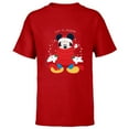thumbnail image 1 of Disney Mickey Mouse Christmas Santa Hat & Scarf Let it Snow - Short Sleeve T-Shirt for Kids - Customized-Red, 1 of 5