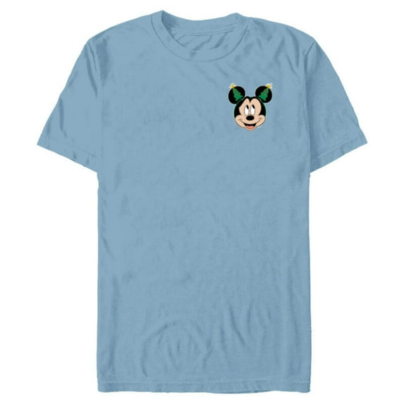 Disney Mickey Mouse Christmas Tree Headband Corner Art - Short Sleeve Blended T-Shirt for Adults - Customized-Ocean Blue
