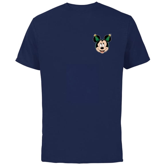 Disney Mickey Mouse Christmas Tree Headband Corner Art - Short Sleeve Cotton T-Shirt for Adults - Customized-Navy