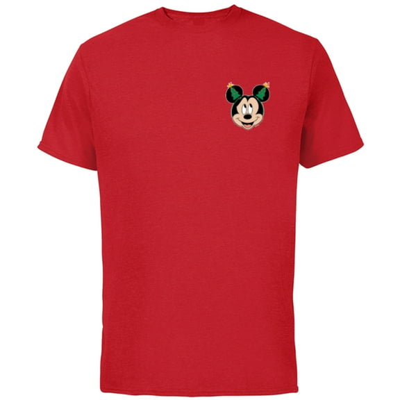 Disney Mickey Mouse Christmas Tree Headband Corner Art - Short Sleeve Cotton T-Shirt for Adults - Customized-Red