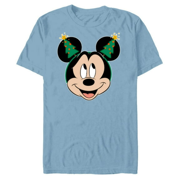 Disney Mickey Mouse Christmas Tree Holiday Headband - Short Sleeve Blended T-Shirt for Adults - Customized-Ocean Blue