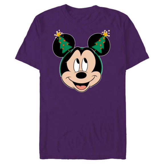 Disney Mickey Mouse Christmas Tree Holiday Headband - Short Sleeve Blended T-Shirt for Adults - Customized-Purple