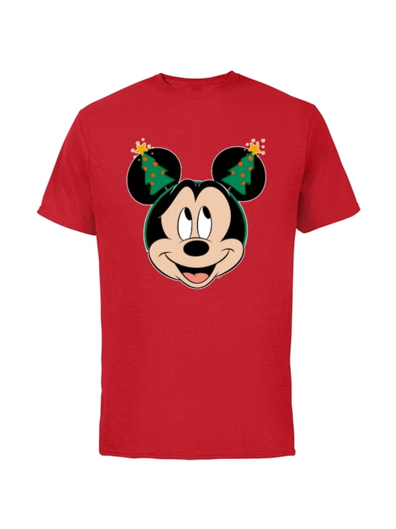 Mickey Mouse Christmas Tree Holiday Headband - Short Sleeve Cotton T-Shirt for Adults - Customized-Red