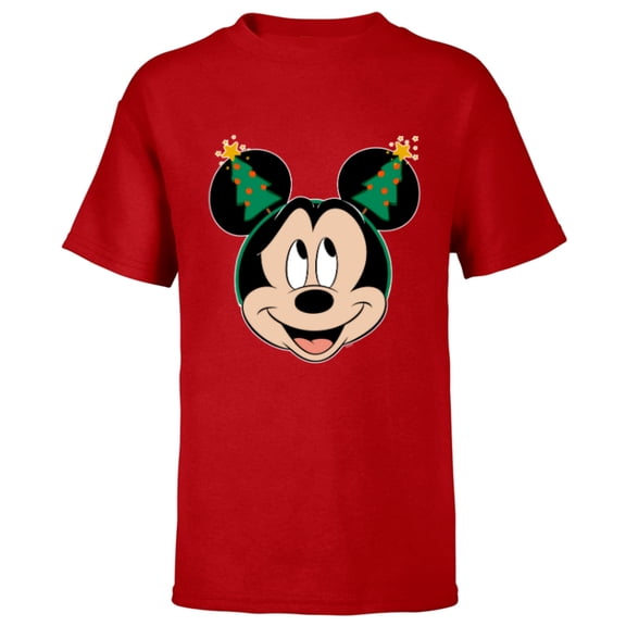 Disney Mickey Mouse Christmas Tree Holiday Headband - Short Sleeve T-Shirt for Kids - Customized-Red
