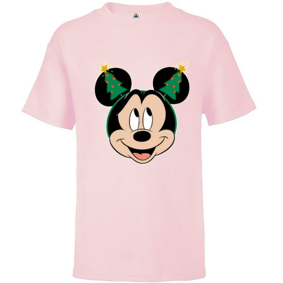 Disney Mickey Mouse Christmas Tree Holiday Headband - Short Sleeve T-Shirt for Kids - Customized-Soft Pink