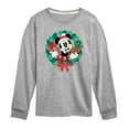 thumbnail image 1 of Disney - Mickey Mouse Christmas Wreath - Toddler & Youth Long Sleeve Graphic T-Shirt, 1 of 5