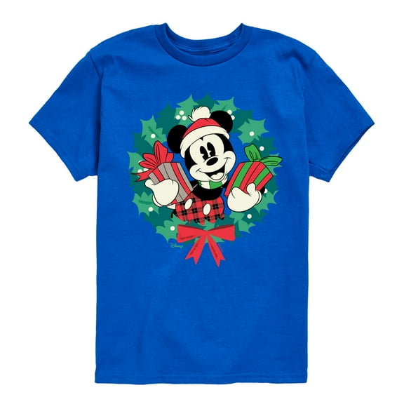 Disney - Mickey Mouse Christmas Wreath - Toddler & Youth Short Sleeve Graphic T-Shirt