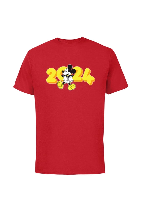 Mickey Mouse Class of 2024 Graduation ‘24 Hangin’ Out - Short Sleeve Cotton T-Shirt for Adults - Customized-Red
