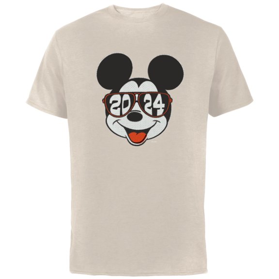 Disney Mickey Mouse Class of 2024 Graduation ’24 Sunglasses - Short Sleeve Cotton T-Shirt for Adults - Customized-Natural
