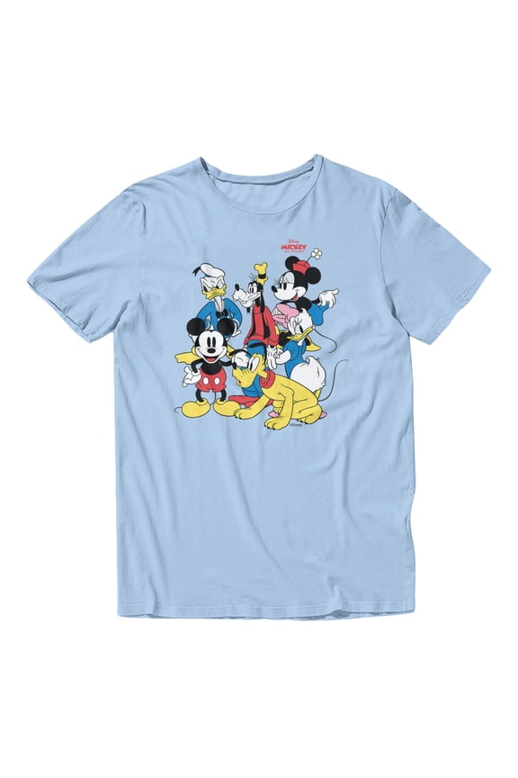Mickey Mouse Classic Group Pose Men's T Shirt (Light Blue, S-XXXL)