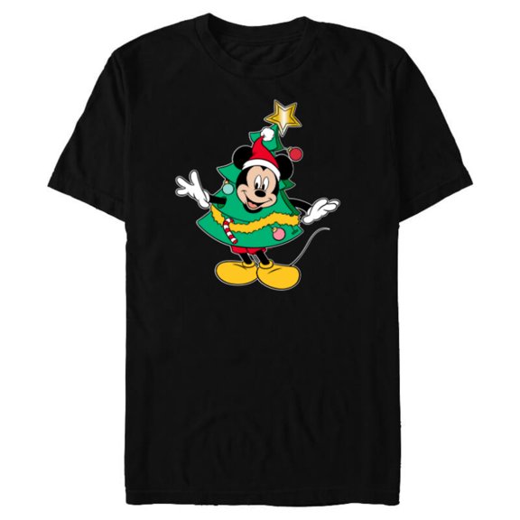 Disney Mickey Mouse Classic Holiday Christmas Tree Costume - Short Sleeve Blended T-Shirt for Adults - Customized-Black