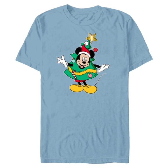 Disney Mickey Mouse Classic Holiday Christmas Tree Costume - Short Sleeve Blended T-Shirt for Adults - Customized-Ocean Blue
