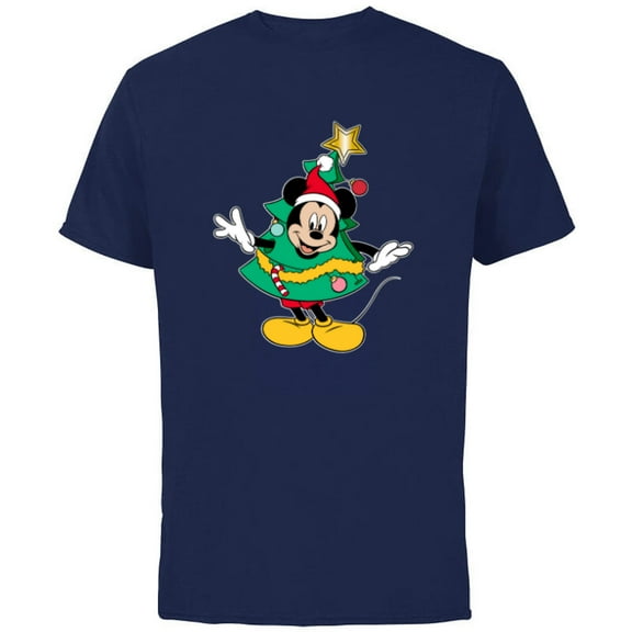 Disney Mickey Mouse Classic Holiday Christmas Tree Costume - Short Sleeve Cotton T-Shirt for Adults - Customized-Navy