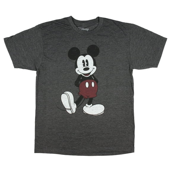 Disney Mickey Mouse Classic Pose Distressed Men's T-Shirt (XX-Large, Charcoal Heather)