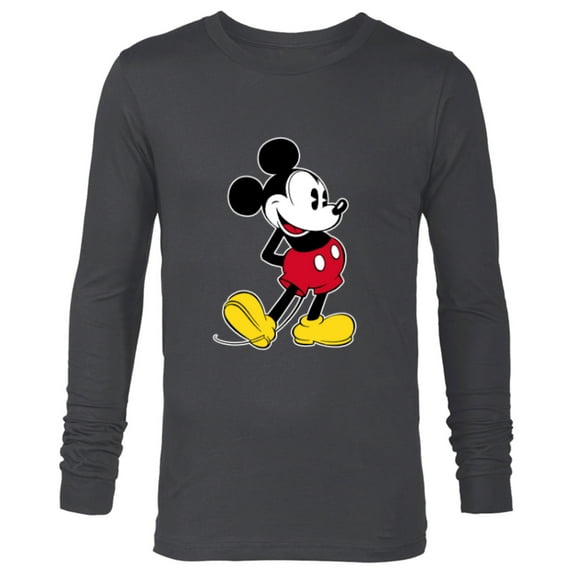 Disney Mickey Mouse Classic Pose - Long Sleeve T-Shirt for Men- Customized-Charcoal Heather
