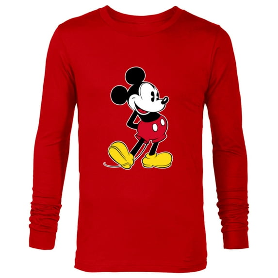 Disney Mickey Mouse Classic Pose - Long Sleeve T-Shirt for Men- Customized-New Red