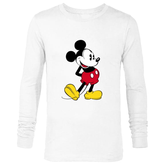 Disney Mickey Mouse Classic Pose  - Long Sleeve T-Shirt for Men- Customized-White