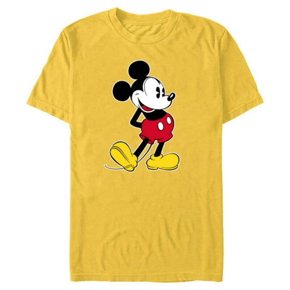 Disney Mickey Mouse Classic Pose  - Short Sleeve Blended T-Shirt for Adults- Customized-Yellow